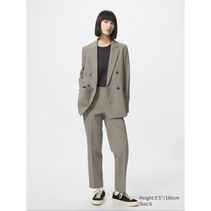 Uniqlo Smart Ankle Plaid Checked Pants Brown Women's XXL 16-18 Work NWT